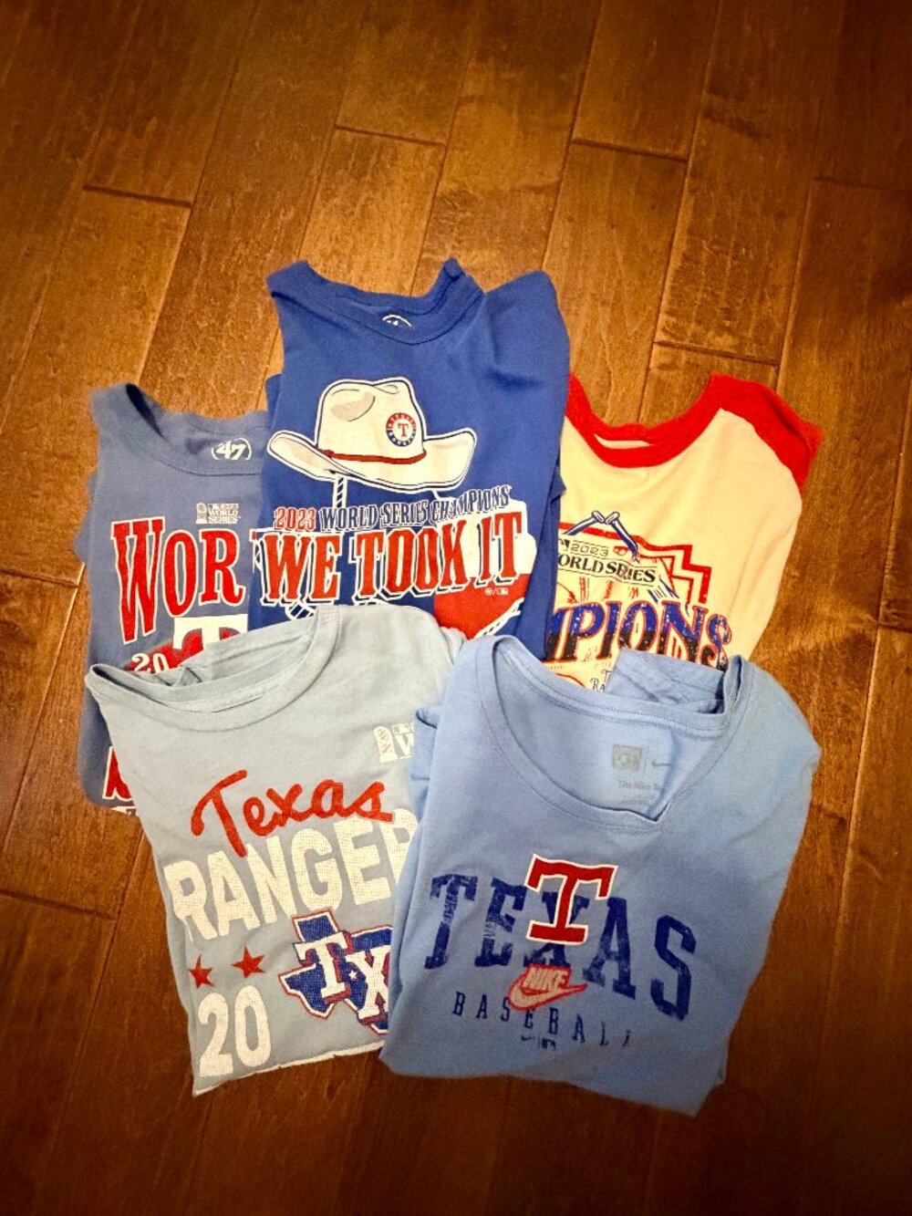 Texas Rangers 5-Shirt Bundle – All Size Large